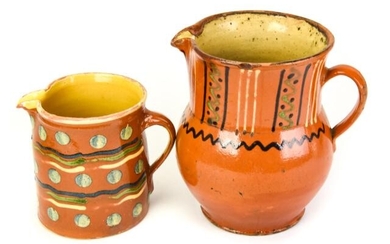 2 Antique Stoneware Salt Glazed Ceramic Jugs