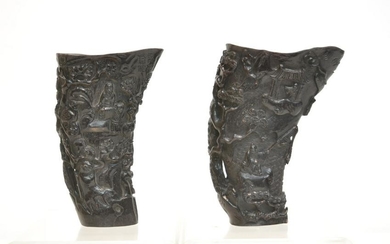(2) CHINESE CARVED LIBATION CUPS