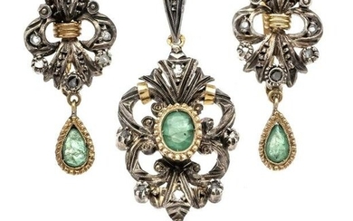2-piece emerald set silver on