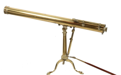 A. ROSS OF LONDON 19TH C. BRASS TELESCOPE WITH TABLETOP BRASS TRIPOD & CASE