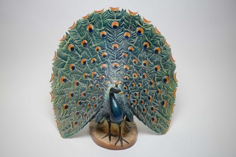 20th C Italian ceramic figure of a peacock.