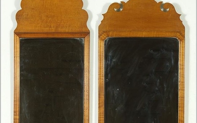 Two Chippendale Syle Tiger Maple Mirrors.