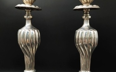 Silver shabbat candlesticks