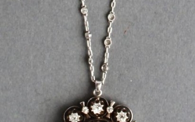 14K Gold & 51 Diamonds Pendant & Platinum Necklace