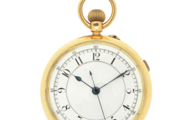 An 18K gold keyless wind open face pocket watch with centre seconds
