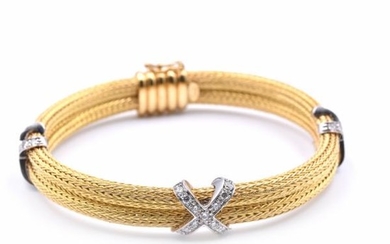 18k Yellow Gold X Bangle Bracelet