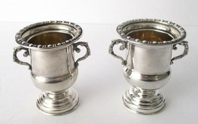 Pair of Antique 900 Silver Small Urns