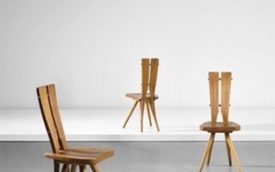 Carlo Mollino, Set of three side chairs, designed for the Casa del Sole, Cervinia