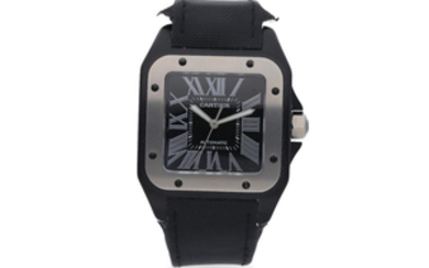 Cartier. A Stainless Steel and Titanium Cushion Form Wristwatch