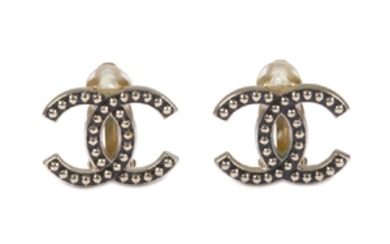 Chanel CC Clip On Earrings, c. 2010, studded design