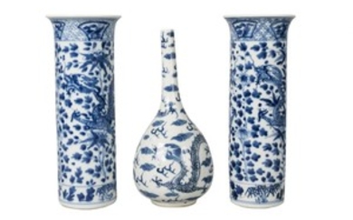 A Chinese porcelain bottle vase and a...