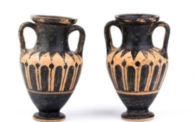 Couple of Etruscan amphoras attributed to the Micali Painter or...
