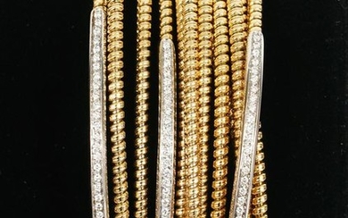 Diamond & 18k 6 Strand Flexible Rope Bracelet