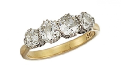 A diamond four stone ring, of half-hoop...