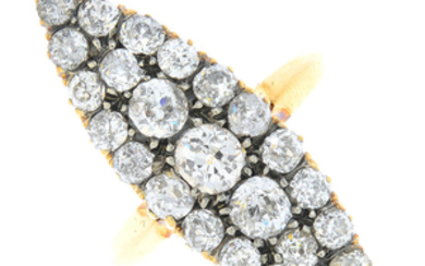 An early 20th century gold and silver diamond cluster ring.
