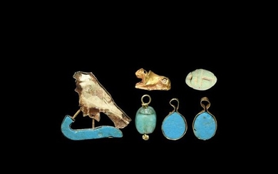 Egyptian Gold and Composition Amulet Group