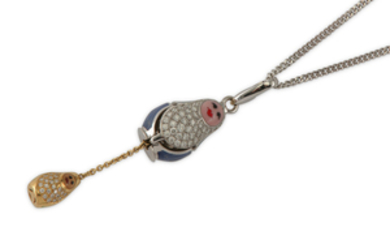 An enamel and diamond charm / pendant, by...