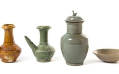 * Four Monochrome Glazed Ceramic Vessels