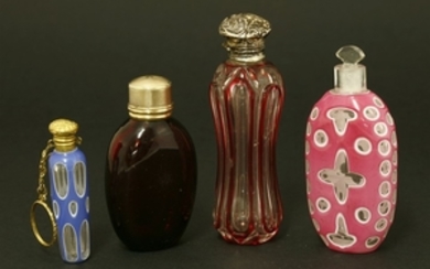 Four Victorian scent bottles