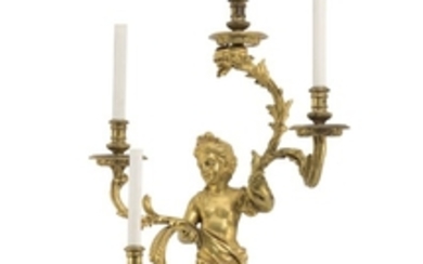 A PAIR OF FRENCH ORMOLU FOUR-LIGHT WALL APPLIQUES, OF REGENCE STYLE, LATE 19TH CENTURY