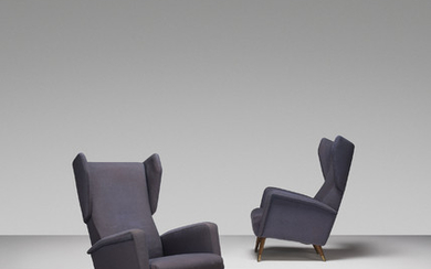 GIO PONTI (1891-1976), A PAIR OF WINGBACK ARMCHAIRS, MODEL NO. 820, FROM A PRIVATE COMMISSION, MILAN, 1956-1958