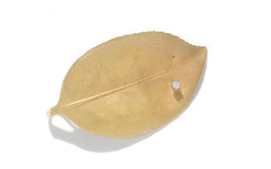 A gold and diamond leaf brooch/pendant,, by Grima, 1979