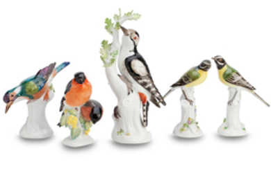 A group of Meissen bird figures
