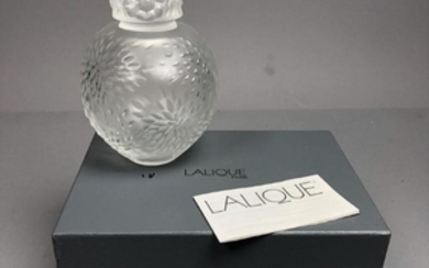 LALIQUE France "Kati" Crystal Tea Box. Frosted fl