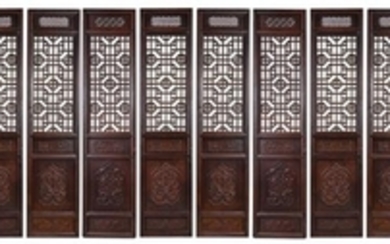 * A Large Chinese Zitan Ten-Panel Floor Screen