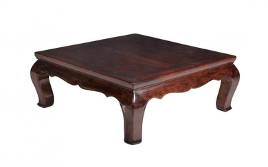 A large square hardwood kang table