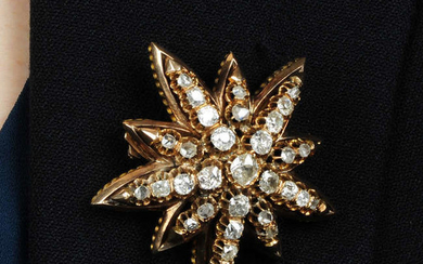 A late Victorian 9ct old old and rose-cut diamond star brooch.