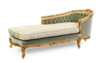 A Louis XV Style Giltwood Chaise Longue