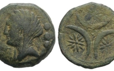Northern Apulia, Venusia, c. 210-200 BC. Æ Teruncius (24mm, 8.53g)....