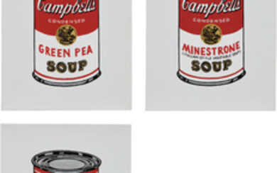 Richard Pettibone, Green Pea; Minestrone; and Cream of Mushroom, from Andy Warhol, '32 Cans of Campbell's Soup,' 1962