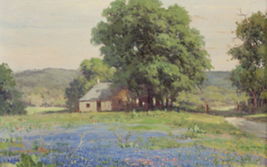 Robert Wood "Untitled (Bluebonnets)" oil