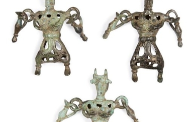 Three Amlash bronze openwork figures, 1st millennium...