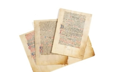 Three bifolia from a decorated manuscript Missal, in Latin, on parchment [Italy, fifteenth century]