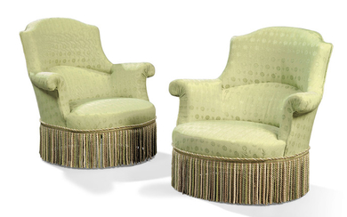 A PAIR OF TUB ARMCHAIRS, 20TH CENTURY
