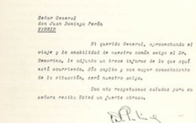 Two letters with confidential information written from Argentina to Perón...