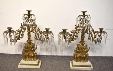 Two-Piece Brass Figural Girandole Set