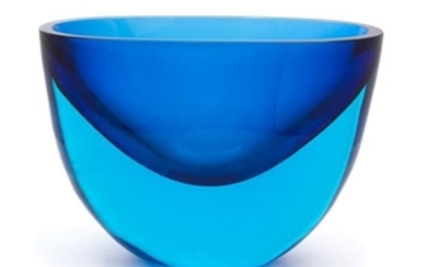 A Contemporary Blue Glass Vessel-form Vase