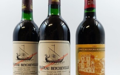 3 bouteilles 1 bt : CHÂTEAU DUCRU BEAUCAILLOU 1981 2è GC Saint Julien (étiquette fanée)