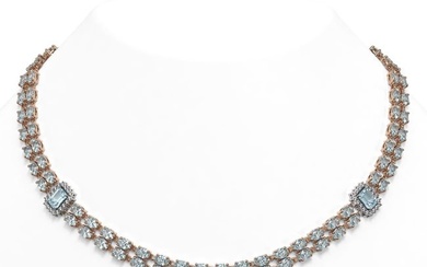31.65 ctw Aquamarine & Diamond Necklace 14K Rose Gold