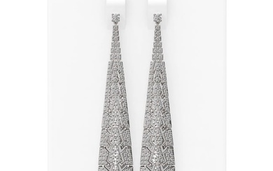 3.29 ctw Diamond & Pearl Earrings 18K White Gold