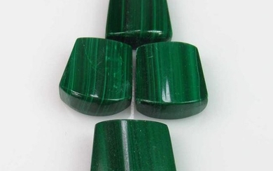 36.64 Ct Genuine 4 Green Malachite Drilled Fancy Cut