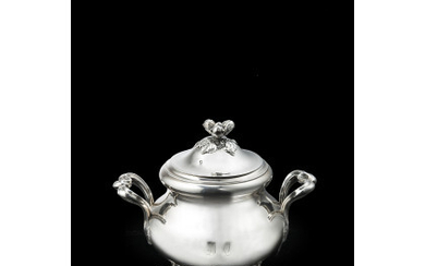 A silver sugar bowl. France, late 19th century. Silversmith Debain (h. max cm 17; l. max cm 20 ca.) (gr...