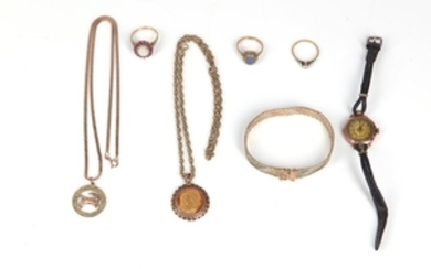 A collection of jewellery, including a wristwatch, a...