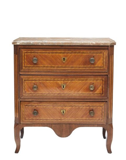 528-Commode with cut sides in veneer wood including rosewood, plum...