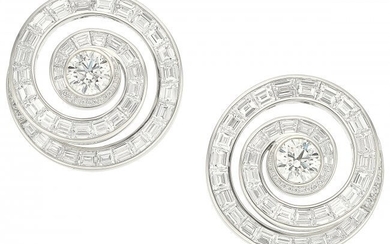 55028: Diamond, Platinum Earrings, Francesca Amfitheatr