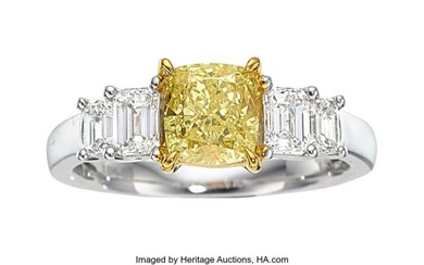 55028: Fancy Intense Yellow Diamond, Diamond, Gold Ring